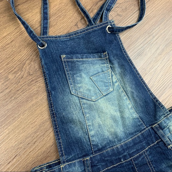 U2B Urban Basics Blue Denim Short Overall Size 3 - Picture 3 of 6